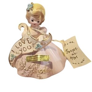 Vintage Rare Josef Original Ceramic Figurine with 'I Love You' Banner